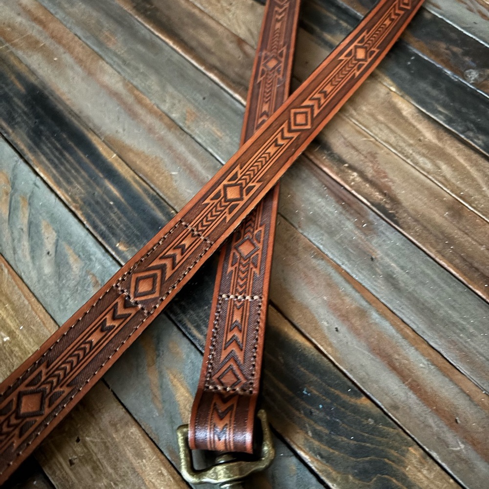 MuttNation Fueled by Miranda Lambert Tooled Leather Dog Leash, 5 ft.